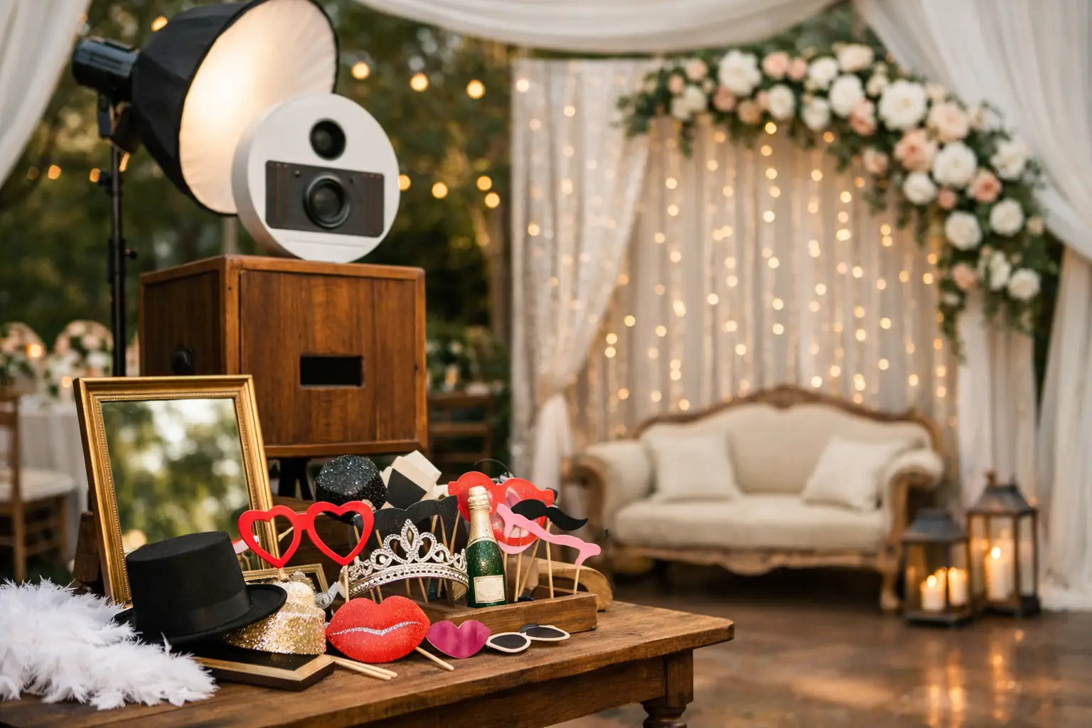 Wedding Reception Photo Booth Styling Example